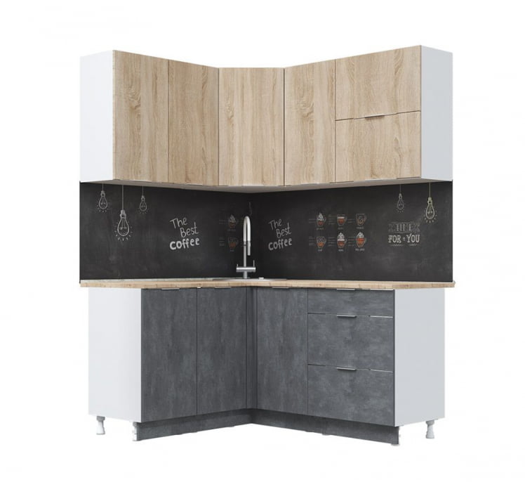 Кух. гарнитур Асти-дуб сонома угловой 1.4*1.6 м, белый/ дуб сонома/ бетон темный/ ПФ дуб бунратти (б/с 800)_0