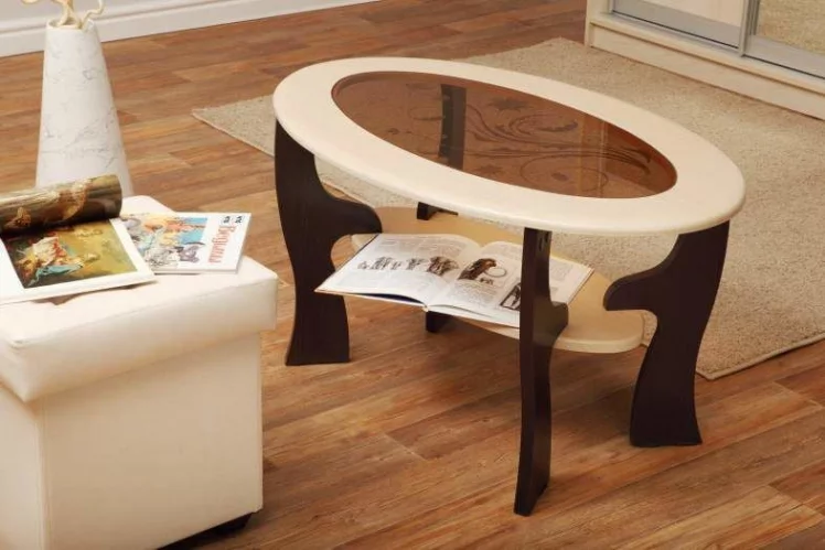 Стол журнальный Маджеста - 4 с пескоструйным рисунком Венге/Клен Азия_0