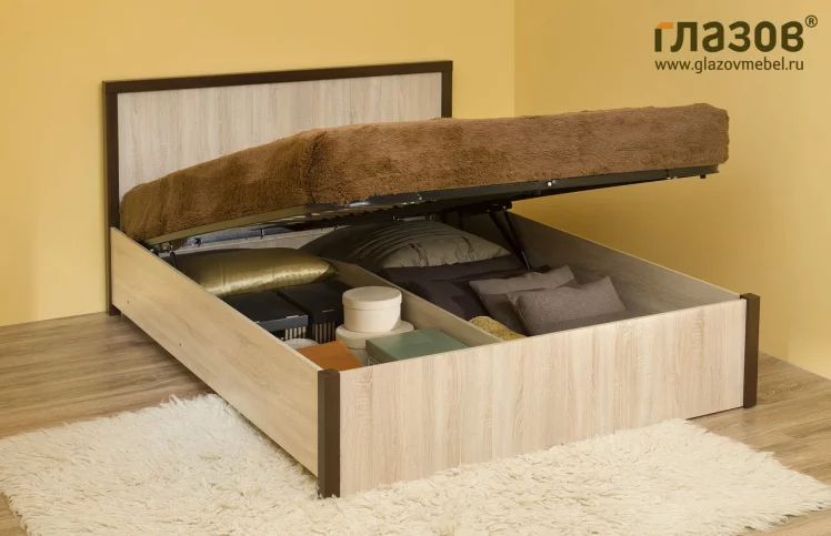 Кровать с подъемным механизмом (1600) BAUHAUS 2.2 Дуб Сонома/Орех шоколадный(спальня)_0