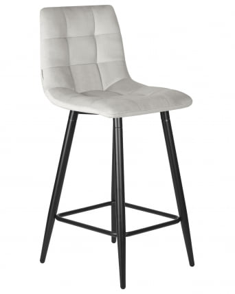 Стул полубарный DOBRIN OLIVIA (черные матовые ножки, светло-серый велюр (108-52))_1