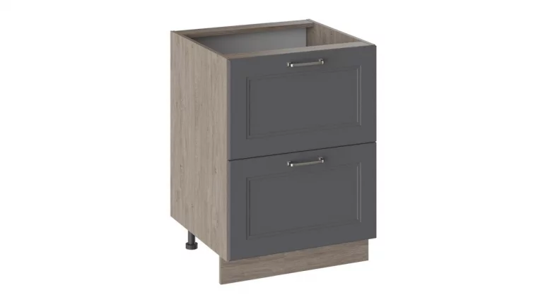 Шкаф напольный с 2-мя ящиками Одри Н2Я_72-60_2Я Дуб Сонома трюфель/Серый шелк_0