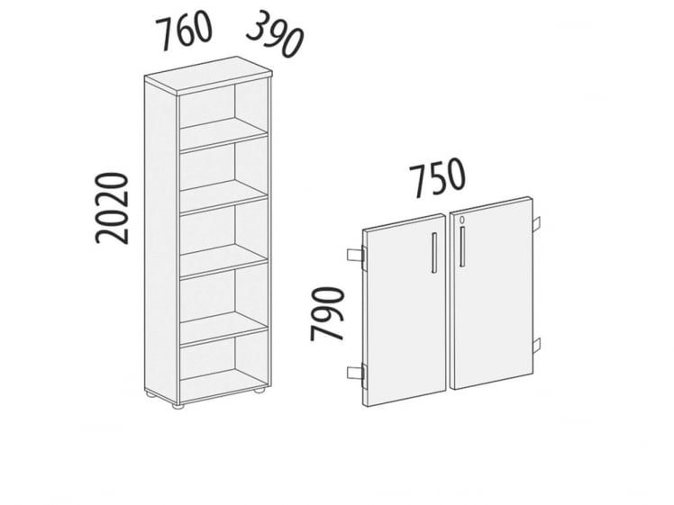 Стеллаж закрытый Альфа 63 532 Дуб Кобург_2