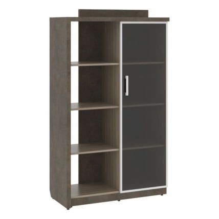 Шкаф со стеклянной дверью правый WOOD&STONE СФ-534182 Бетон Чикаго темный Дрифтвуд_0