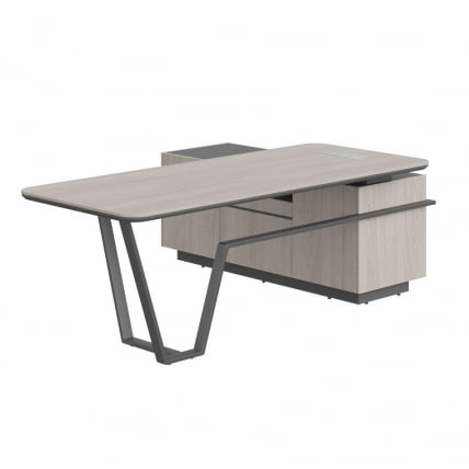 Стол руководителя левый Line СФ-571202.1 Дуб серый Черный графит_1