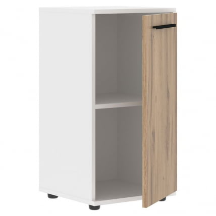 Шкаф колонка с глухой малой дверью EDIS ELCS 42.1 Дуб Денвер светлый Черный Белый_1