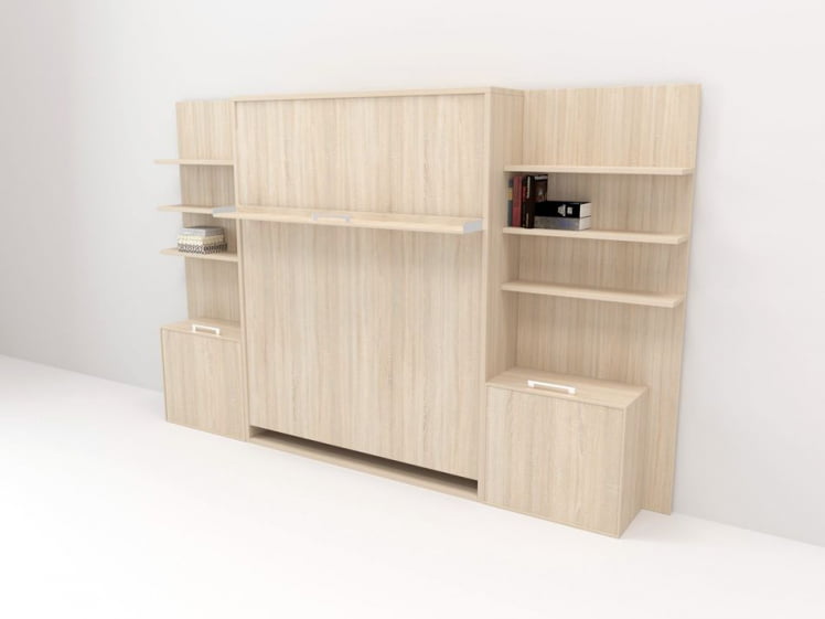 Кровать-трансформер Смарт 1 откидная с полками К 1600 Дуб молочный_0