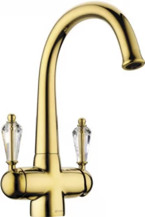 Смеситель Omoikiri Okinawa-G Латунь/Золото/ Прозрачный Кристалл_0