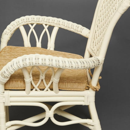 Комплект обеденный ANDREA GRAND (стол со стеклом+6 кресел+ подушки) TCH White (белый), Ткань рубчик, цвет кремовый_21