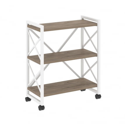 Стеллаж на колесных опорах - 3 полки LOFT  VR.L-MST.K-3.8 Металл белый Тиквуд темный_0