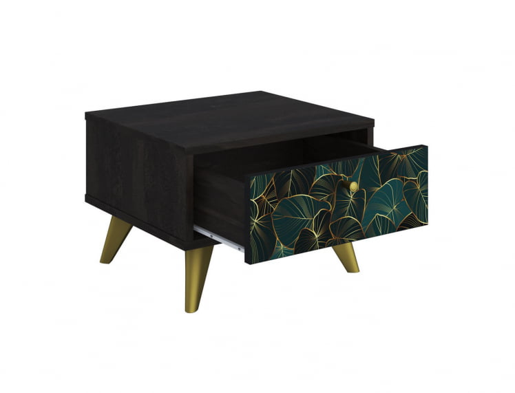 Тумба прикроватная Фьюжн ТМ-004 АРТ Угольный камень/TROPICAL_1