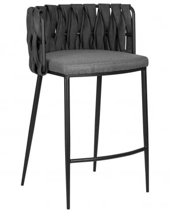 Стул полубарный DOBRIN AMELIA COUNTER (серая ткань (F-48), темно-серый винтажный PU (MF-12))_0