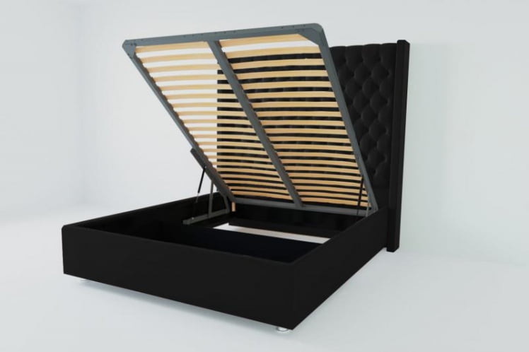 Мягкая интерьерная кровать "Версаль Люкс" с подъемным механизмом Материал фасада: Искусственная кожа; Спальное место: 1200х2000 мм; Цвет фасада: Кольт Ч; Цвет корпуса: Кольт Ч _0