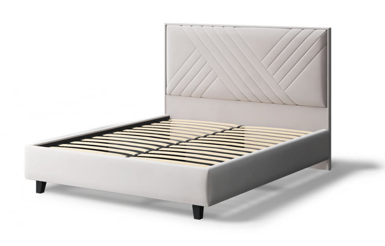 Кровать МИРА 2000*1400мм (на опорах), велюр NEO 02 (бежевый), (б/основания, б/матраса)_1