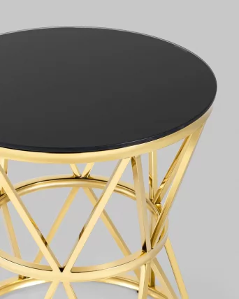 Журнальный стол ВИВА 50x50 Золото (стекло черное)_5