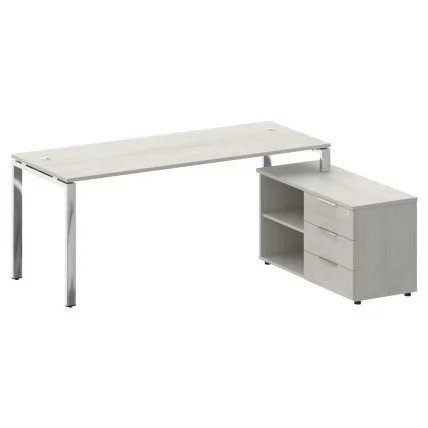 Стол рабочий руководителя с опорной тумбой левый METAL SYSTEM DIRECT БГ.СРТ-5.7 Пр Дуб Наварра_0