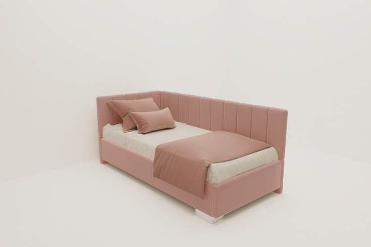 ДЕТСКАЯ МЯГКАЯ ИНТЕРЬЕРНАЯ КРОВАТЬ ТЕРРА С ОРТОПЕДИЧЕСКИМ ОСНОВАНИЕМ (BERHOUSE) Цвет фасада: Бледно розовый; Материал фасада: Металл/Велюр; Спальное место: 900х1900_0