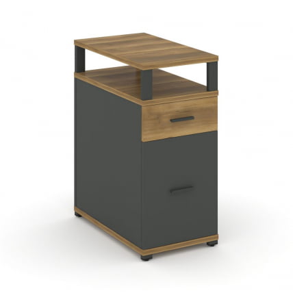 Тумба опорная/приставная с ящиком, распашным фасадом и надставкой CONCEPT CN.TGO-006 B/W Сандал Янтарный Антрацит_0