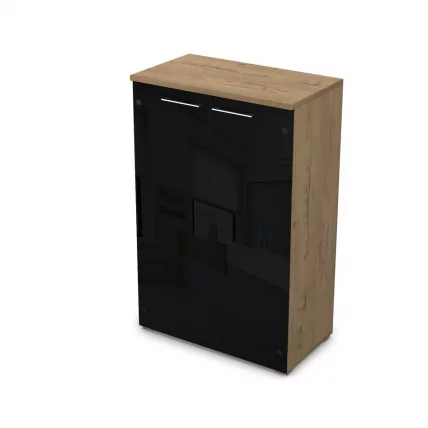 Шкаф средний со стеклом GLOSS LINE 9НШ.017.7 Teakwood_0
