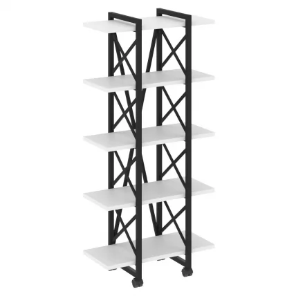 Стеллаж на колесных опорах - 5 полок LOFT VR.L-MST.K-5.4V Металл черный Белый Бриллиант_0