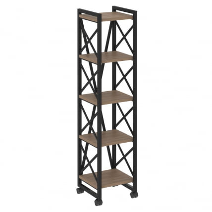 Стеллаж на колесных опорах - 5 полок LOFT VR.L-MST.K-5.4 Металл черный Дуб Аризона_0