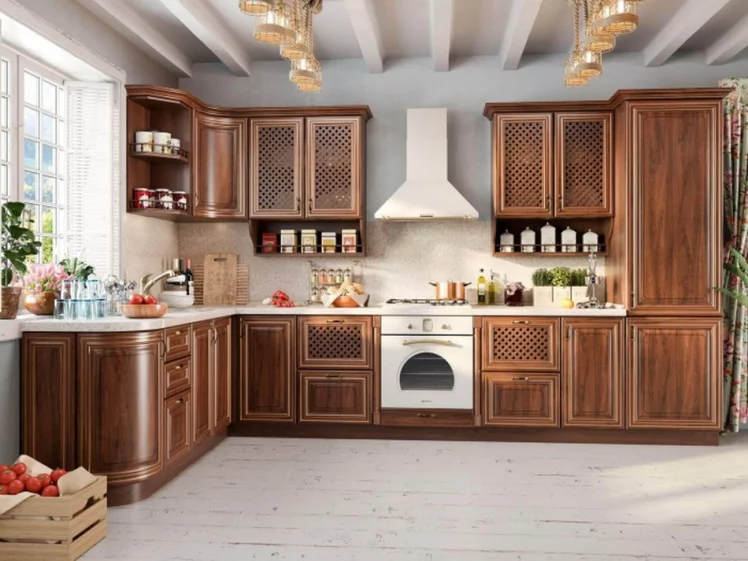 Шкаф кухонный угловой 600 радиусный высокий с карнизом Кантри ЛД 235.354.000 Ноче Таволато_1