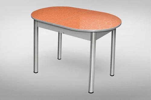 Стол обеденный Универсальный 32мм ХРОМ мет.напр. 3 кат. 103 2007 круги ЛДСП серый_1