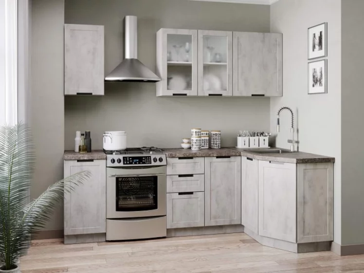 Шкаф кухонный 400 высокий со стеклом Джамис ЛД 296.420.000.026 Белый Белый камень_2