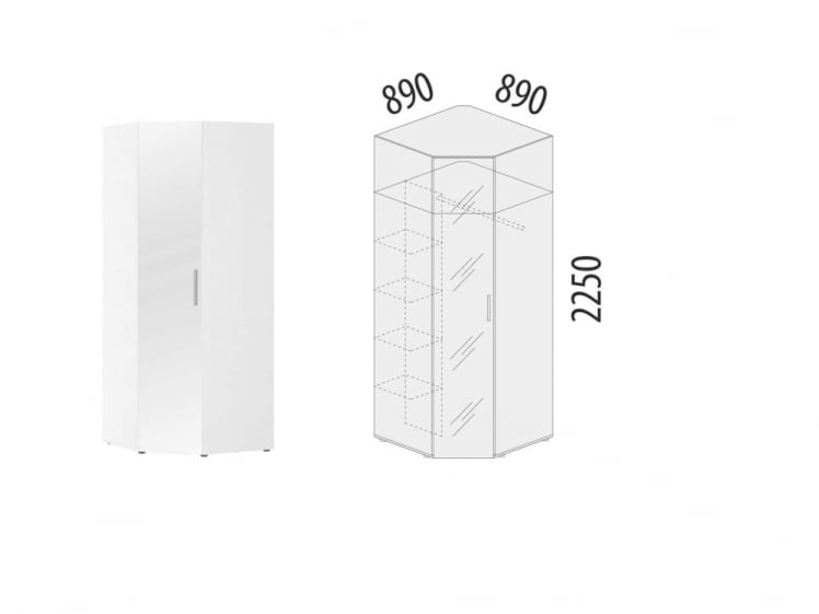 Шкаф угловой с зеркалом (лев/прав) Николь 901.09_1