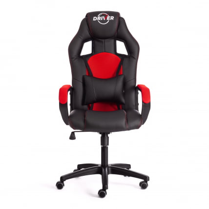Кресло DRIVER (22) кож/зам/ткань, черный/красный, 36-6/TW-08_4