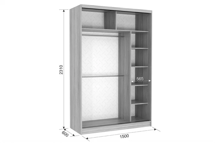 Шкаф-купе Гранд 4-600 Дуб млечный_2