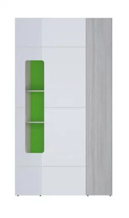 Шкаф угловой с полками Палермо Юниор 08 Белый глянец Ясень шимо светлый Зеленый_1