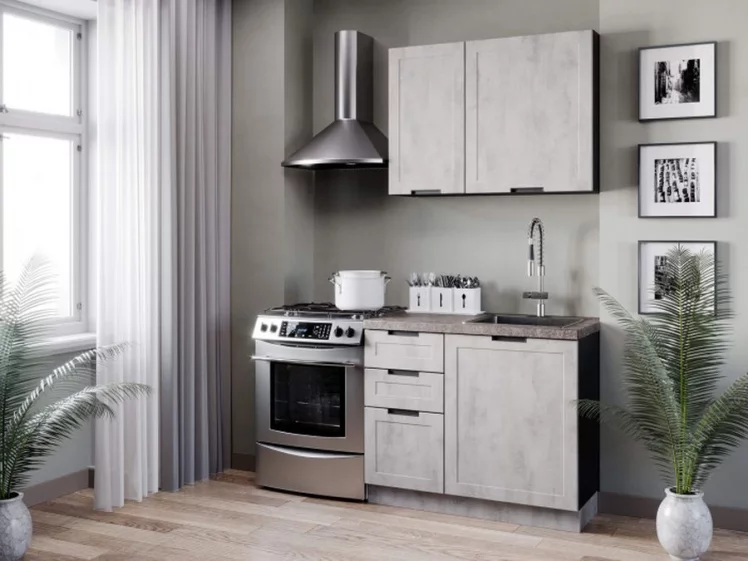 Шкаф для посуды 600 с 4 дверями Джамис ЛД 296.470.000.073 Черный Белый камень_2