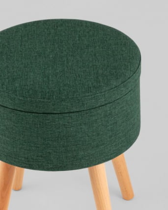 Пуф с ящиком Store Woody рогожка темно-зеленая_4