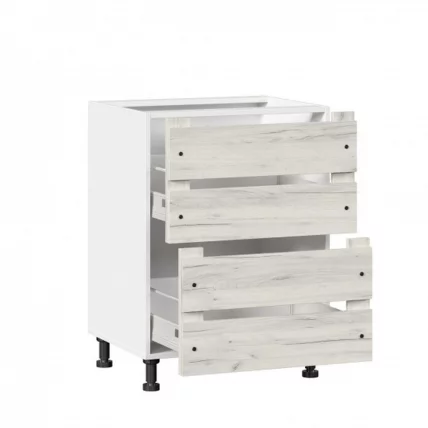 Тумба кухонная 600 с 2 ящиками ЛЮКС (4) Винченца ЛД 234.900.000.016 Тип 2 Белый Дуб Крафт белый_1