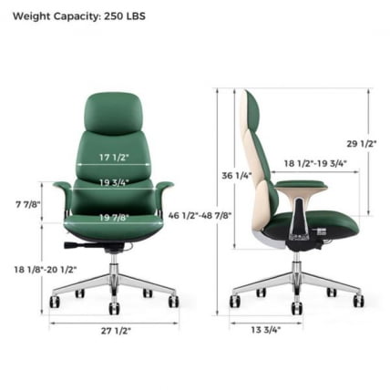 Эргономичное компьютерное кресло руководителя Eureka OC21 Paulo (Nappa кожа), зеленое_5