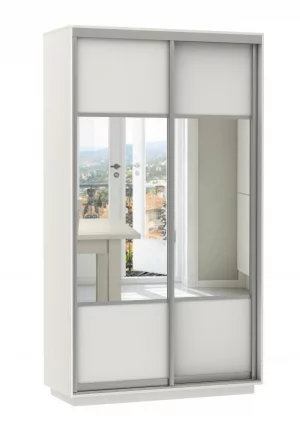 Шкаф-купе двухдверный Экспресс Дуо Комби 1200х2400h Белый снег_0