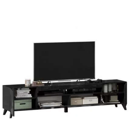 Тумба под ТВ Бруклин 2000 с опорами Черный глянец_3