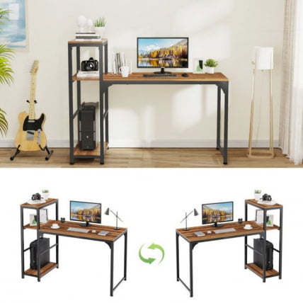 Стол письменный (для компьютера) со стеллажом EUREKA ZX-SH140A-RW с шириной 140 см Reclaimed Wood_7