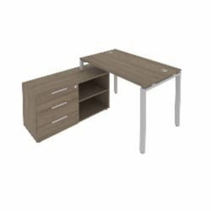 Рабочая станция на П-образном м/к с опорной тумбой левая Metal System Б.РС-СТС-2.2 Л Вяз/Серый_0