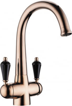 Смеситель Omoikiri Okinawa-Rg-Bl Латунь/Розовое Золото/Черный Кристалл_0