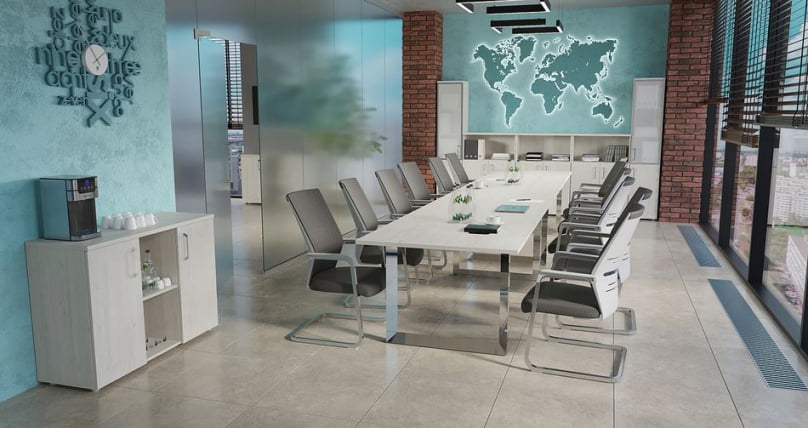 Стол рабочий руководителя на О-образном м/к ONIX DIRECT LUX M-O.MO-SRR-5.8 Денвер светлый_1