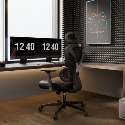 Эргономичное компьютерное кресло (для геймеров) Eureka Norn, Red_12