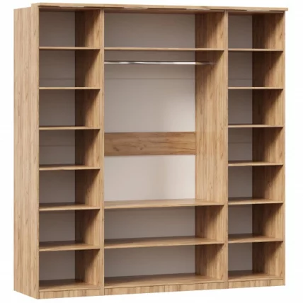 Шкаф четырехстворчатый с двумя зеркалами Фиджи 008 Дуб Золотой Белый_1