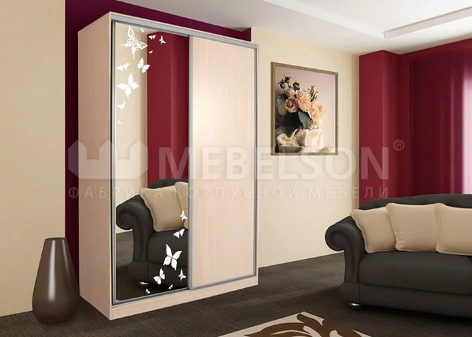 Шкаф-купе Рио 1-600 бабочки Дуб млечный_1