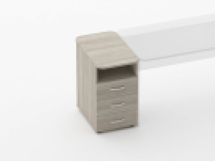 Тумба приставная на 3 ящика с нишей Glassy 3.10.12 Дуб сантана светлый_0