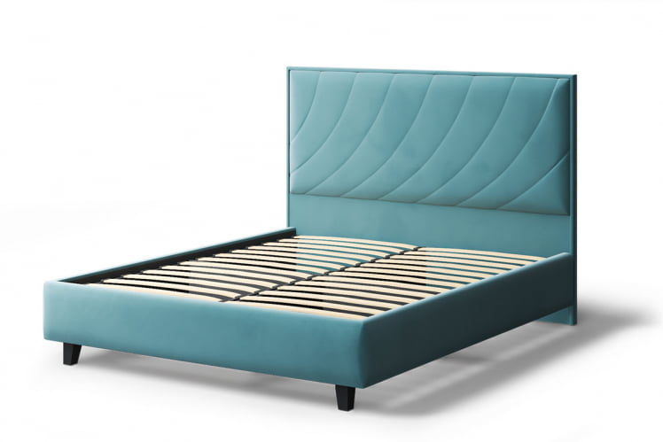 Кровать СОФИЯ 2000*1600мм (на опорах), велюр NEO 22 (бирюзовый), (б/основания, б/матраса)_1