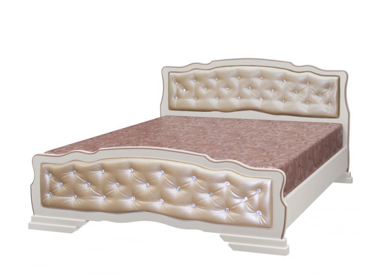 Кровать из массива Карина-10 200х160 Дуб молочный Светлая экокожа_0