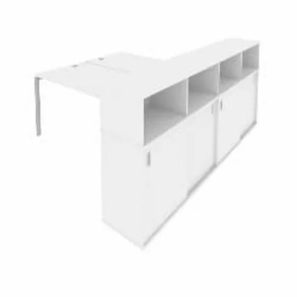 Рабочая станция с опорным шкафом-купе Metal System Б.РС-СШК-4.4 Белый/Серый_0