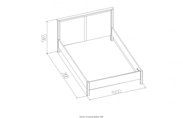 Кровать (1400) Sherlock 43 Дуб Сонома (спальня)_2