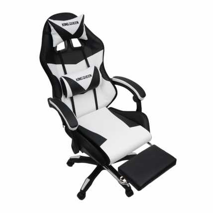 Кресло 1209 KINGQUEEN, цвет черный/белый с подсветкой, 1209-black-white-mass-led_3